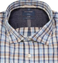 OLYMP Hemd, Casual Modern Fit, Flanell, Blau-braun Kariert -Milestone Shop 405513 norm2