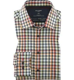 OLYMP Hemd, Modern Fit, Baumwoll-Stretch Climate Control, Multicolor Kariert