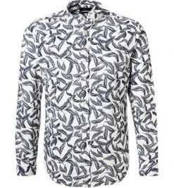 CINQUE Hemd, Slim Fit, Baumwolle, Blau-weiß Gemustert