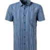 Strellson Kurzarmhemd, Baumwoll-Stretch, Blau Gestreift -Milestone Shop 410546 norm
