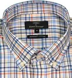 FYNCH-HATTON Hemd, Baumwolle, Koralle-rauchblau Kariert -Milestone Shop 410939 norm2