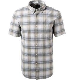 Pierre Cardin Kurzarmhemd, Baumwoll-Stretch, Beige-blau