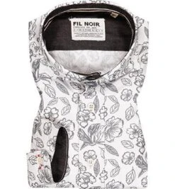 Hemd, Shaped Fit, Baumwolle, Grau-ecru