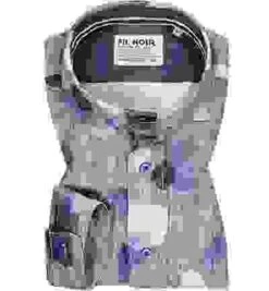 Hemd, Shaped Fit, Baumwolle, Marine-braun Gemustert -Milestone Shop 411308 norm 1