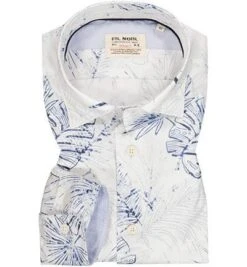 Hemd, Shaped Fit, Baumwolle, Blau-weiß Gemustert