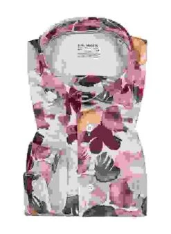 Hemd, Shaped Fit, Baumwolle, Orchidee-khaki Gemustert -Milestone Shop 411317 norm 1