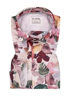 Hemd, Shaped Fit, Baumwolle, Orchidee-khaki Gemustert