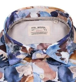 Hemd, Shaped Fit, Baumwolle, Blau-beige Gemustert -Milestone Shop 411318 norm2