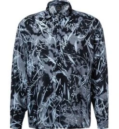 Armani Exchange Hemd, Loose Fit, Viskose, Navy Gemustert