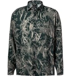 Armani Exchange Hemd, Loose Fit, Viskose, Grün Gemustert