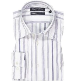 Marc O'Polo Hemd, Regular Fit, Bio Baumwolle, Blau-weiß Gestreift