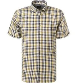 OLYMP Kurzarmhemd, Casual Modern Fit, Baumwolle, Limette-marine