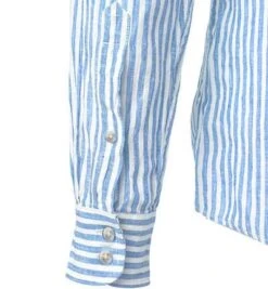 OLYMP Hemd, Casual Modern Fit, Reines Leinen, Hellblau-weiß Gestreift -Milestone Shop 413159 norm2