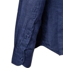 Hemd, Regular Fit, Reines Leinen, Navy Meliert -Milestone Shop 414586 norm2