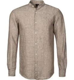 Hemd, Regular Fit, Reines Leinen, Sand Meliert