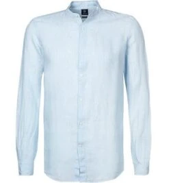 Hemd, Regular Fit, Reines Leinen, Hellblau Meliert