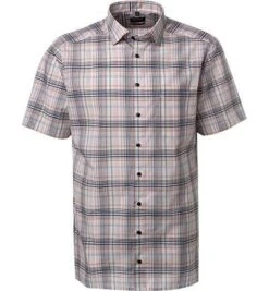 OLYMP Kurzarmhemd, Modern Fit, Baumwolle, Mandarin Kariert