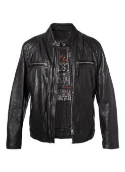 MILESTONE Lederjacke MS Bruno, Lammnappa, Anthrazit