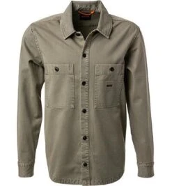 BOSS ORANGE Overshirt, Baumwolle, Grün