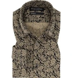 Marc O'Polo Hemd, Regular Fit, Bio Baumwolle, Beige-schwarz Gemustert