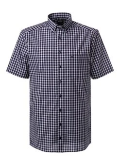 OLYMP Kurzarmhemd, Modern Fit, Baumwolle, Navy Kariert