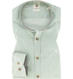 Pure Hemd, Slim Fit, Baumwoll-Stretch, Hellgrün Gemustert