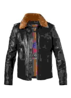 MILESTONE Lederjacke MS Mitchell, Lammnappa Lammfellkragen, Schwarz-dunkelbraun -Milestone Shop 416502 norm 1