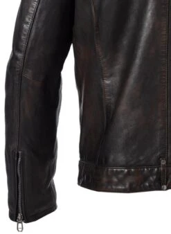 MILESTONE Lederjacke MS Mitchell, Lammnappa Lammfellkragen, Schwarz-dunkelbraun -Milestone Shop 416502 norm5