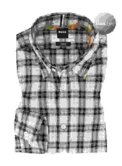 Hemd, Regular Fit, Baumwoll-Stretch, Beige-schwarz Kariert -Milestone Shop 417043 norm 1