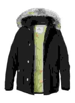 Woolrich Daunenjacke, Baumwolle Echtfellkragen, Schwarz -Milestone Shop 417070 norm 1