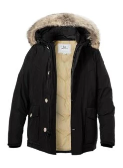 Woolrich Daunenjacke, Baumwolle Echtfellkragen, Schwarz