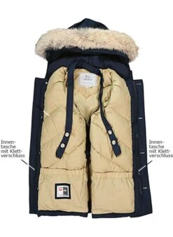 Woolrich Daunenjacke, Baumwolle Echtfellkragen, Dunkelblau -Milestone Shop 417071 norm3