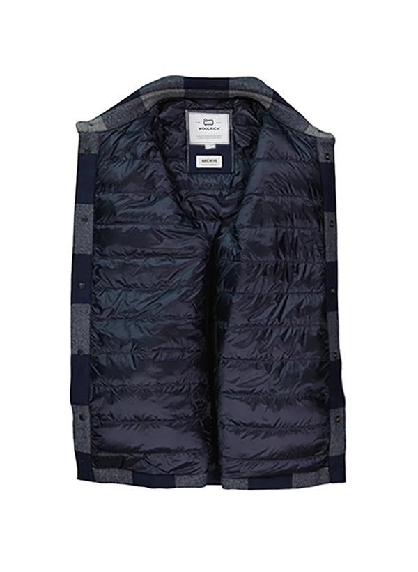 Woolrich Overshirt, Wolle Mit Daunenfutter, Dunkelblau-grau Kariert 5 Woolrich Overshirt, Wolle Mit Daunenfutter, Dunkelblau-grau Kariert – Bild 3