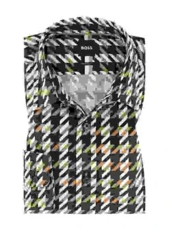 Hemd, Relaxed Fit, Baumwoll-Stretch, Braun-schwarz Gemustert -Milestone Shop 417328 norm 1