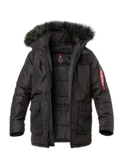Alpha Industries Parka, Mikrofaser, Schwarz