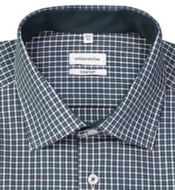 Seidensticker Hemd, Comfort Fit, Baumwolle, Grün Kariert -Milestone Shop 417684 norm2