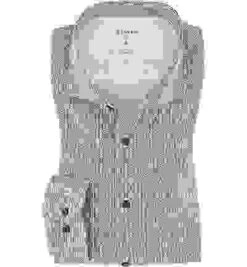 OLYMP Hemd, Body Fit, Jersey Geruchshemmend, Schwarz Gemustert -Milestone Shop 418036 norm 1