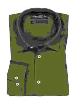 Marc O'Polo Hemd, Regular Fit, Bio Baumwolle, Olivgrün -Milestone Shop 418053 norm 1