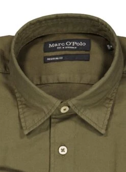 Marc O'Polo Hemd, Regular Fit, Bio Baumwolle, Olivgrün -Milestone Shop 418053 norm2