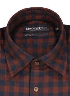 Marc O'Polo Hemd, Regular Fit, Bio Baumwolle, Bordeaux-blau Kariert -Milestone Shop 418080 norm2