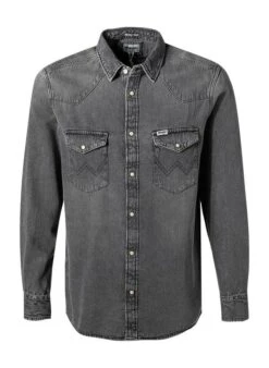 Wrangler Jeanshemd, Regular Fit, Baumwolle, Grau