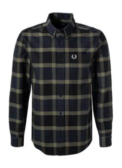 Fred Perry Hemd, Baumwolle, Grün-blau Kariert