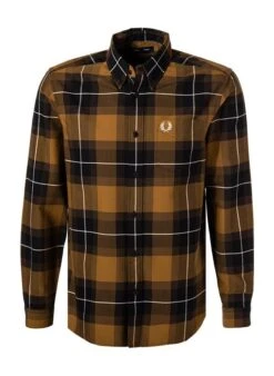 Fred Perry Hemd, Baumwolle, Braun Kariert
