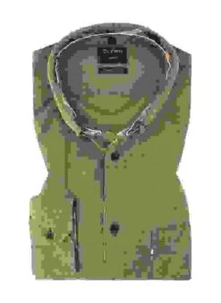 OLYMP Hemd, Regular Fit, Baumwolle, Grün Meliert -Milestone Shop 419177 norm 1