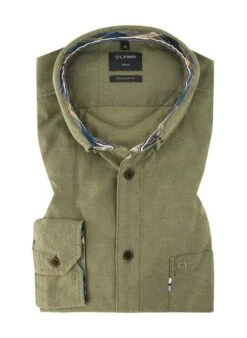 OLYMP Hemd, Regular Fit, Baumwolle, Grün Meliert