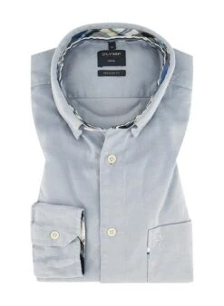 OLYMP Hemd, Regular Fit, Baumwolle, Bleu Meliert