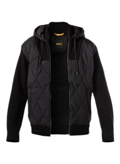 BOSS ORANGE Kapuzenjacke, Schurwolle, Schwarz