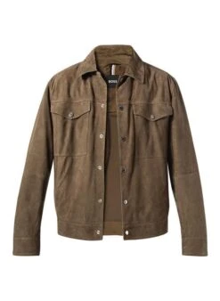 Lederjacke, Ziegenvelours, Hellbraun